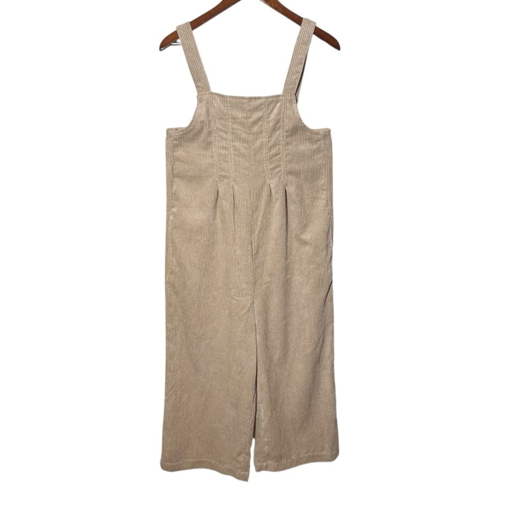 Twik Par Simons Tan Corduroy Wide Leg Cropped Overalls Size Medium